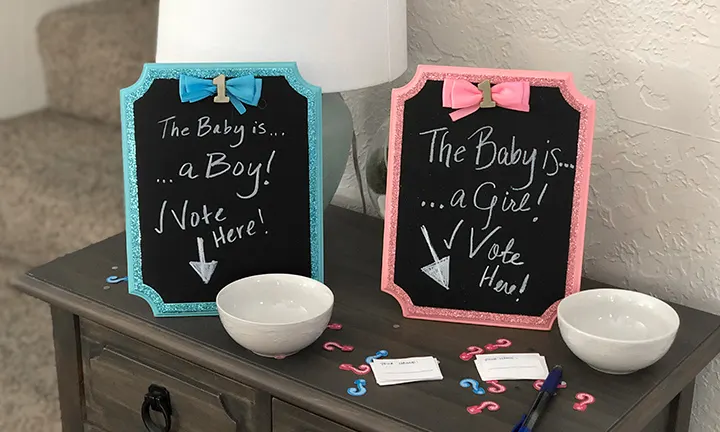 Team pink or blue gender reveal game