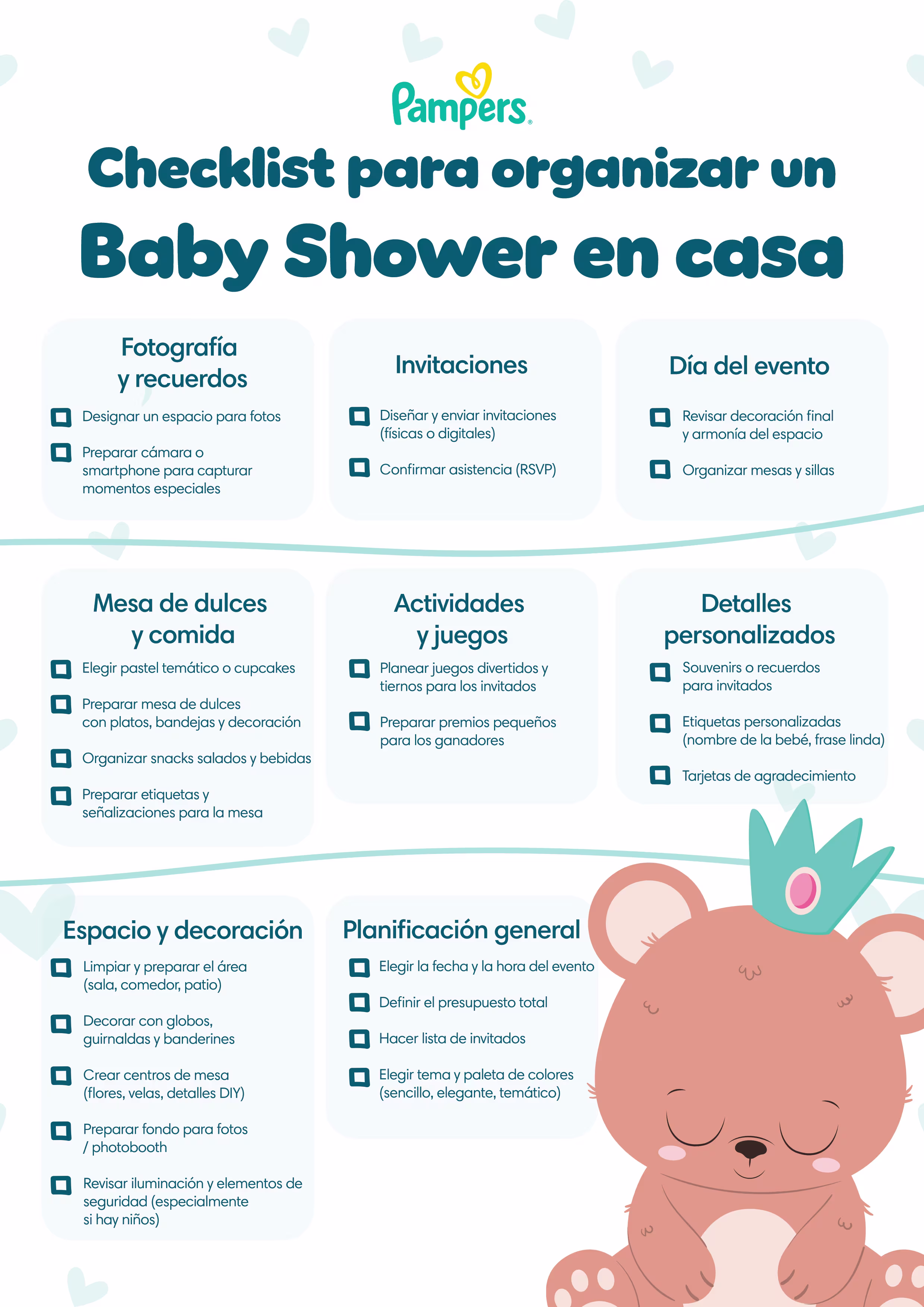 Checklist para organizar un Baby Shower en casa