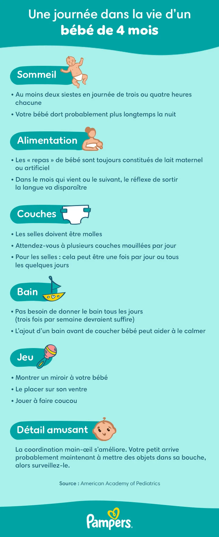 Étapes du développement et planning quotidien d’un bébé de 4 mois Étapes du développement et planning quotidien d’un bébé de 4 mois
