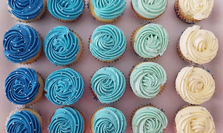 Simple Blue Ombre Baby Shower Cupcakes