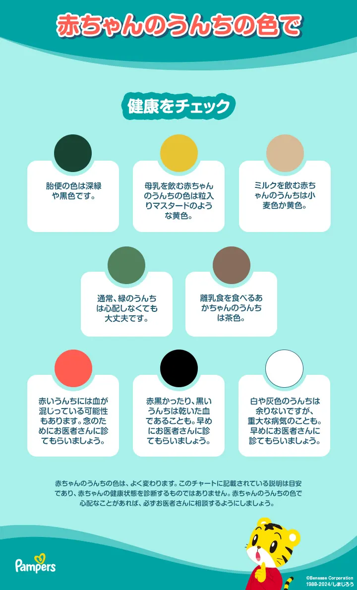 赤ちゃんのうんちの色チャート