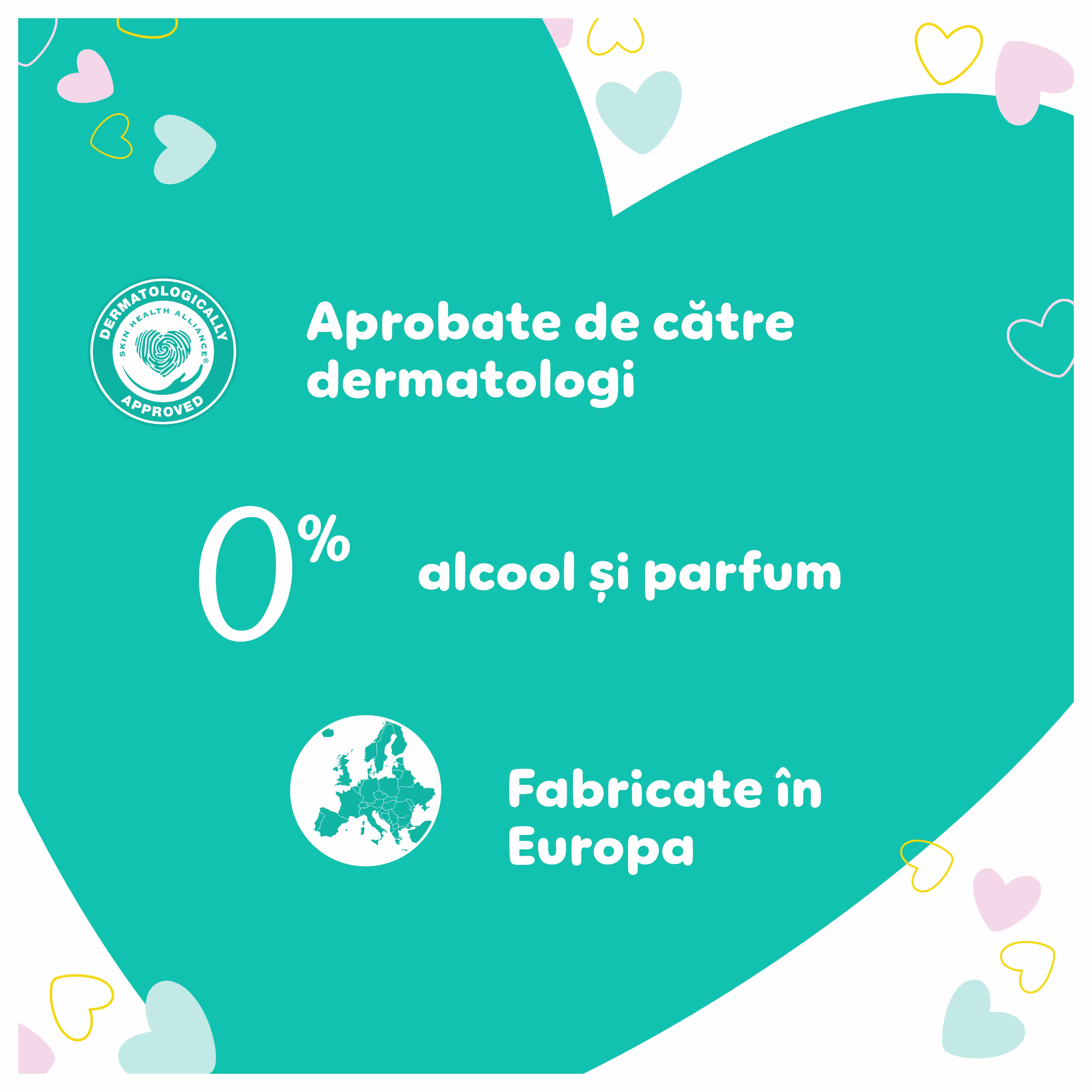 Lista certificatelor pentru șervețele umede Pampers Sensitive.