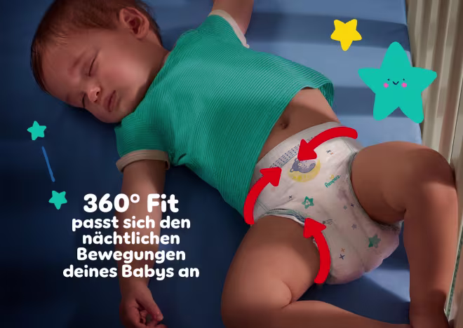 360° Fit passt sich den nächtlichen Bewegungen deines Babys an