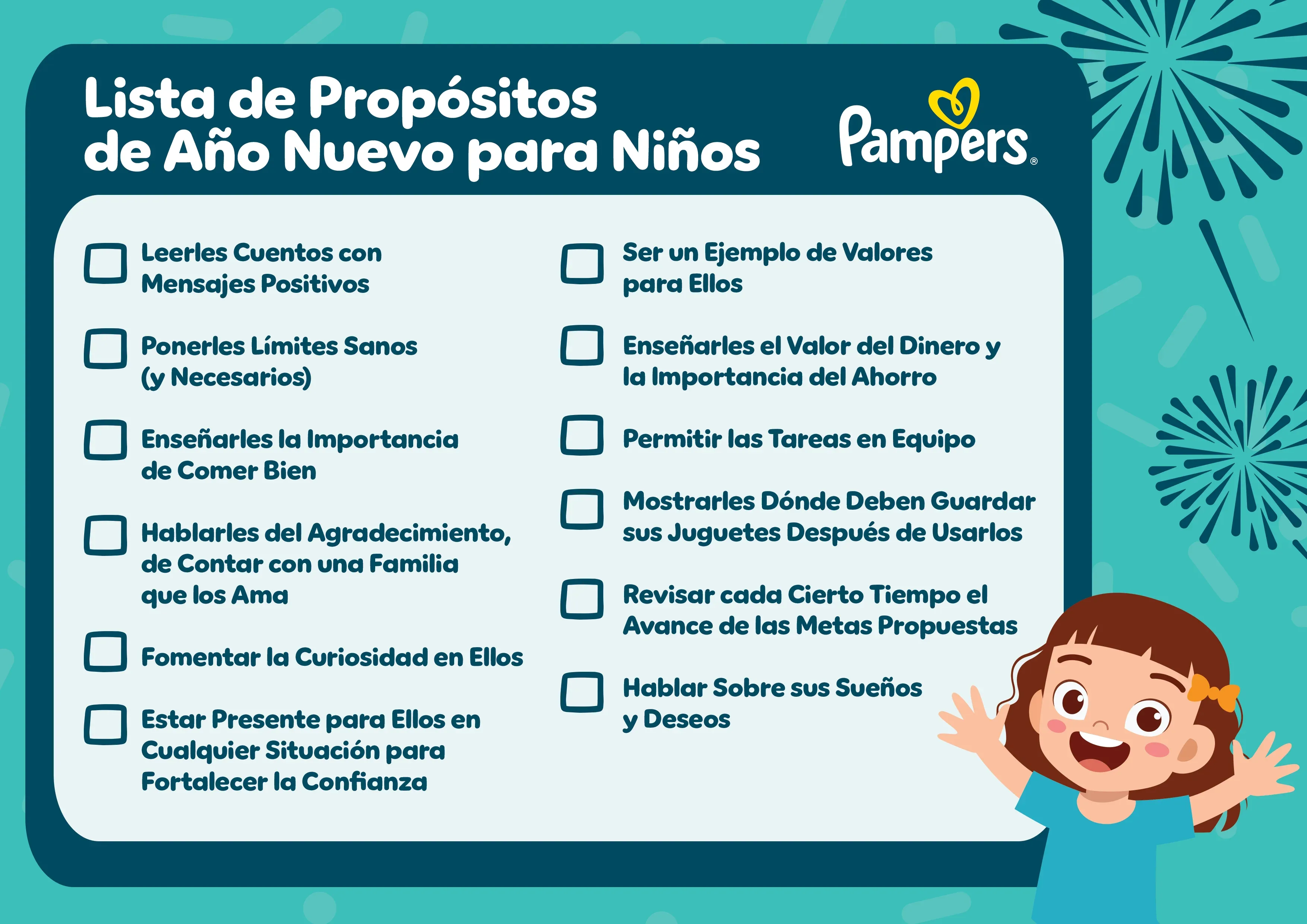 Lista de propósitos de año nuevo para niños