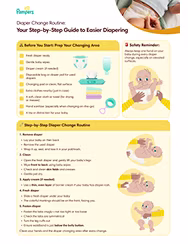 Adult fastening the front tab of a baby’s diaper.