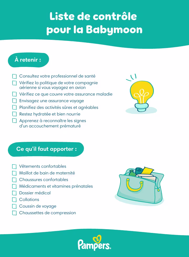 Liste de contrôle pour la babymoon