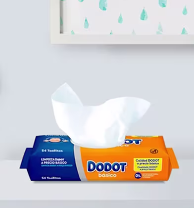 Um pacote de Dodot Básico sobre uma mesa