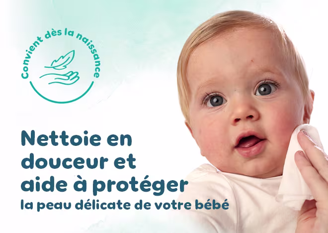 nettoie en douceur et aide à protegér la peau délicate de votre bébé