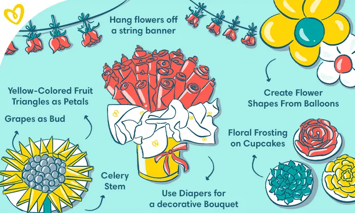 Flower Power baby girl baby shower theme ideas