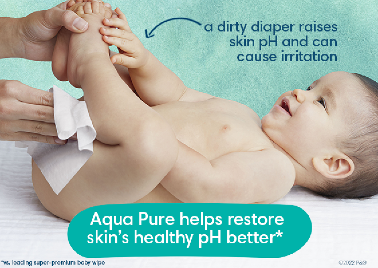 Aqua Pure helps restore skin’s healthy pH better (vs leading super premium baby wipe)