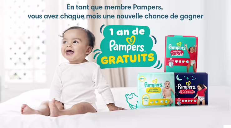 Tentez de gagner 1 an de couches Offre membre Pampers – gagnez 1 an de couches gratuites avec Baby-Dry Pants, Premium Protection et Night Pants