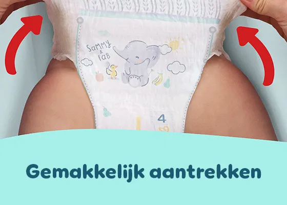 Afbeelding toont hoe je een luierbroekje aantrekt