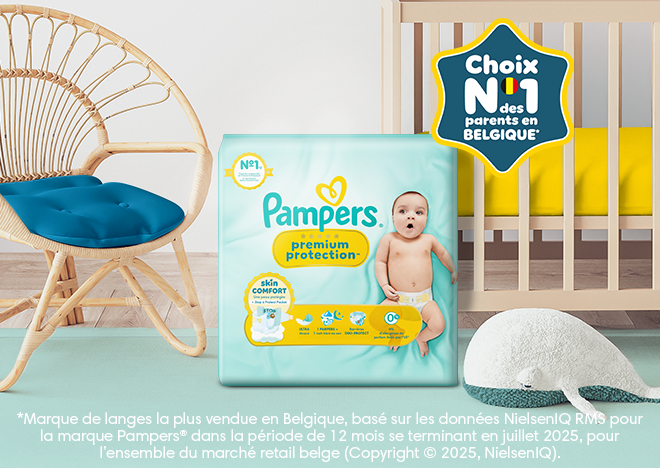 Pampers premium Protection packshot avec choix N1 des parents en Belgique