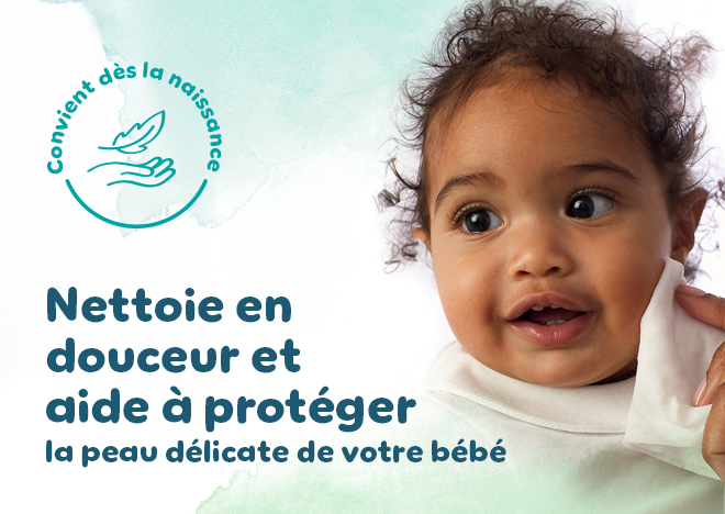 Nettoie en douceur et aide à protéger le peau délicate de votre bébé