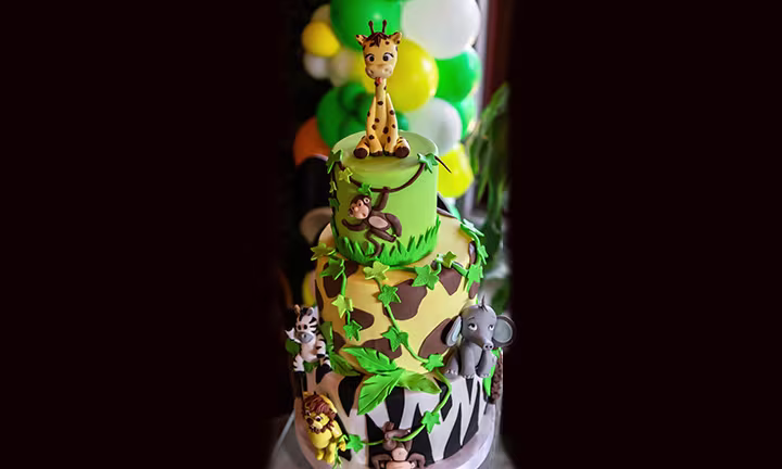 Safari Animals Baby Shower Cake for a Boy