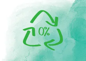 icoon dat nul procent productieafval toont