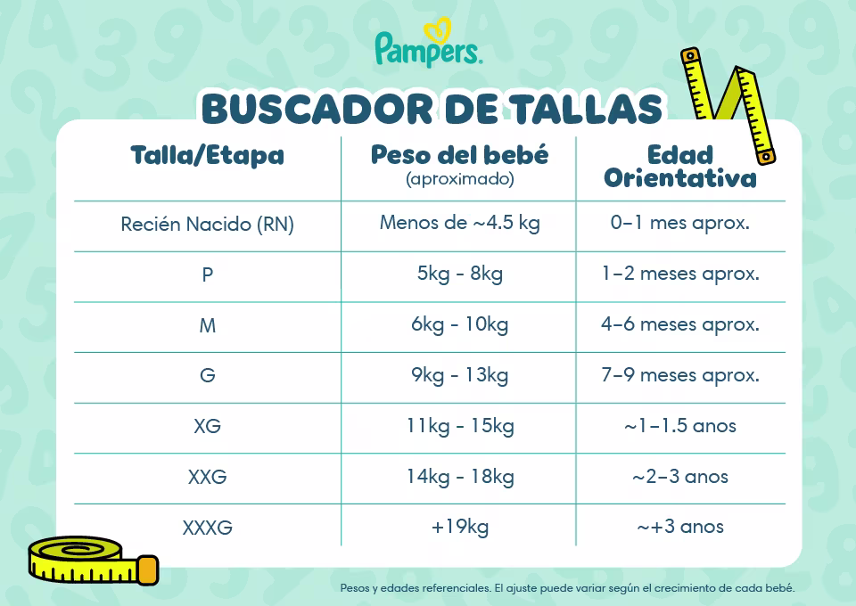 Buscador de tallas Como saber que talla de pañal usar