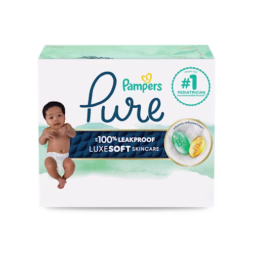MÁS VENDIDO Pampers® Pure Tamaño 0 - 7 Valoración de 5.0 sobre 5 estrellas