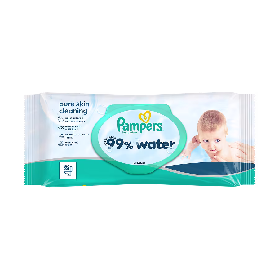 Packung Pampers 99% Water Feuchttücher