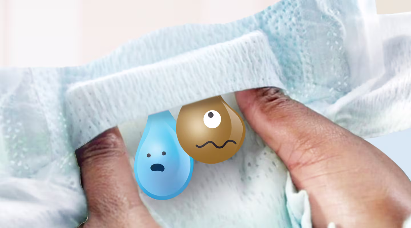 Un primer plano muestra dos manos separando suavemente un pañal Dodot, revelando el bolsillo Stop & Protect.