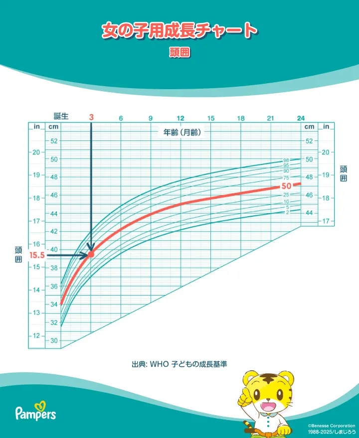 女の子用の赤ちゃん成長曲線