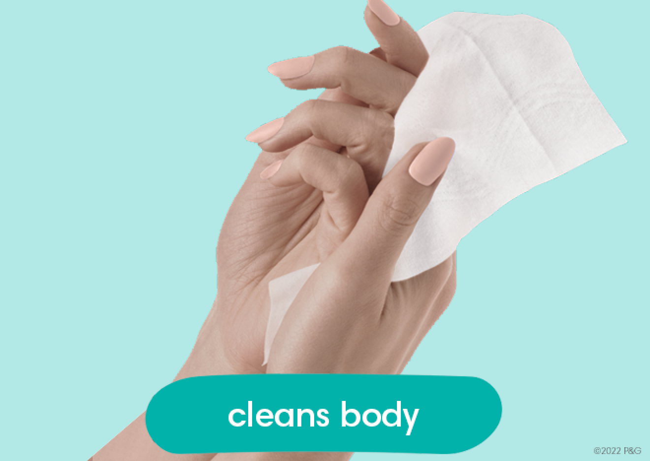 Image shows Multi-use wipe being used to clean hands