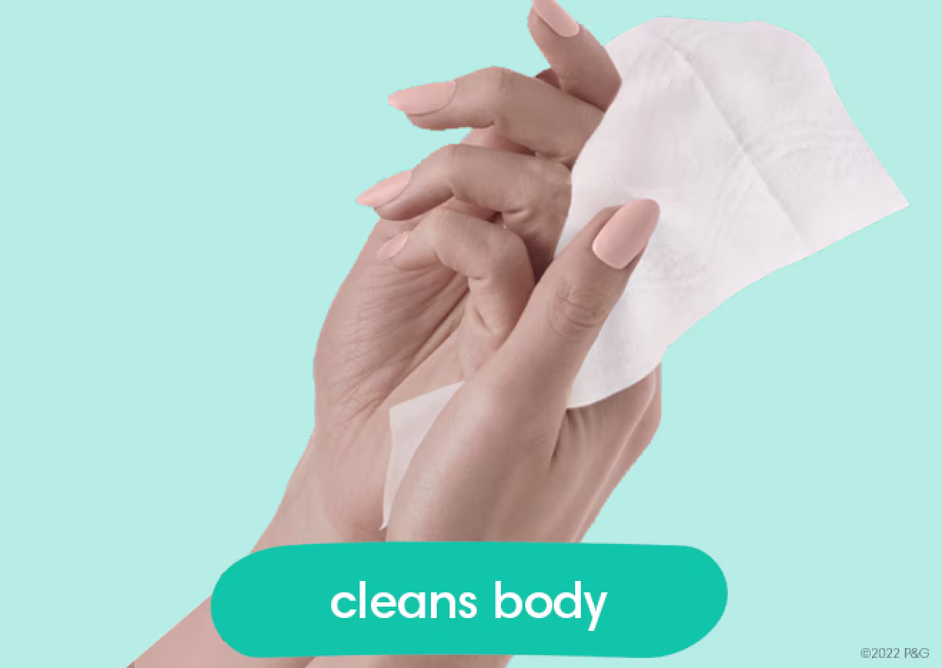 Image shows Multi-use wipe being used to clean hands