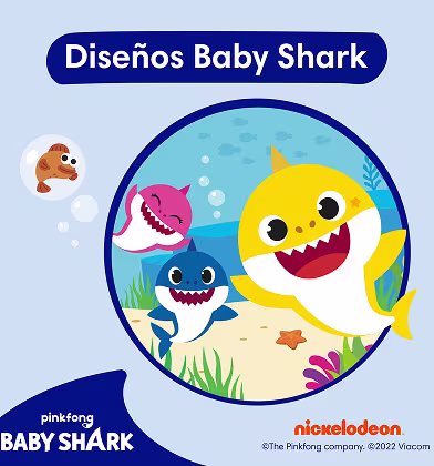 Un gráfico con el título 'Diseño de Baby Shark' en la parte superior.
