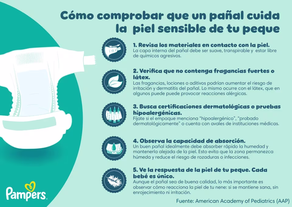 Cómo comprobar que un pañal cuida la piel sensible de tu peque ¿De qué están hechos los pañales Pampers?