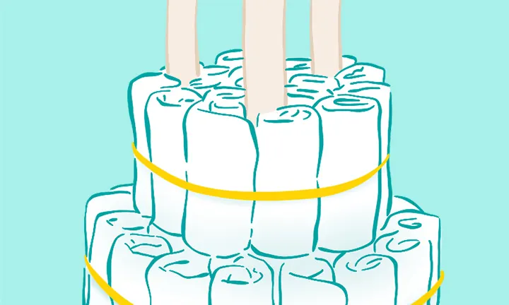 ステップ3:おむつを束ねる ステップ3:おむつを束ねる