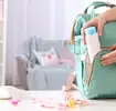 Backpack diaper bag, offering convenient storage for baby essentials.