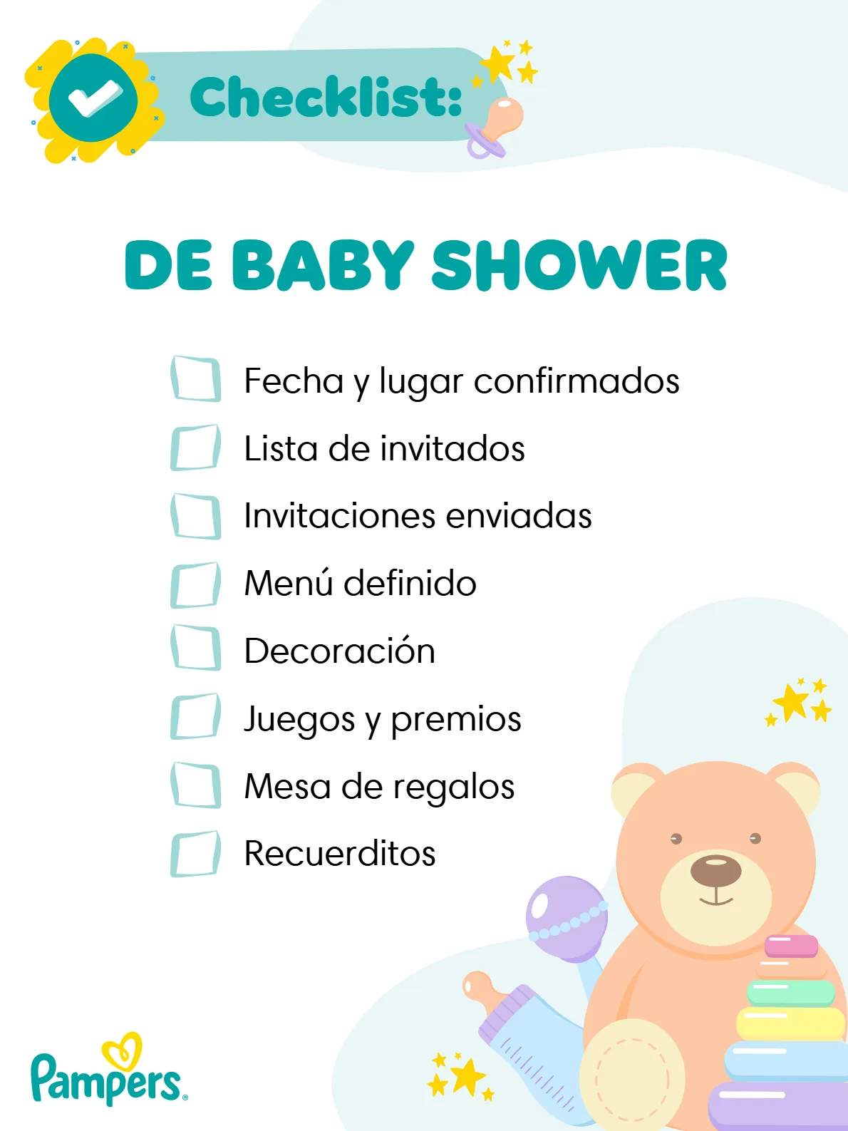Checklist de baby shower Checklist de baby shower
