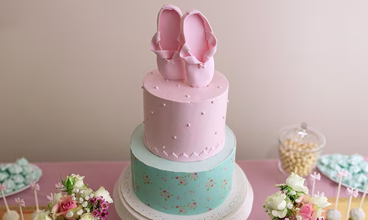 Simple Ballerina Baby Shower Cake for a Girl
