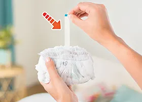 Une couche roulée fixée par le ruban adhésif pour s’en débarrasser facilement.