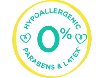 0% de parabènes et de latex* (* caoutchouc naturel)