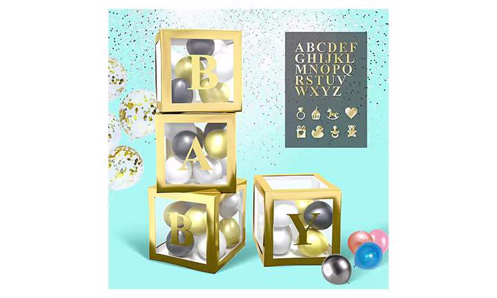 BaraBox Gold Baby Blocks for Baby Shower Decorations