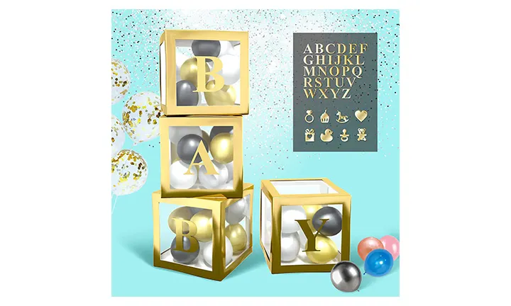 BaraBox Gold Baby Blocks for Baby Shower Decorations