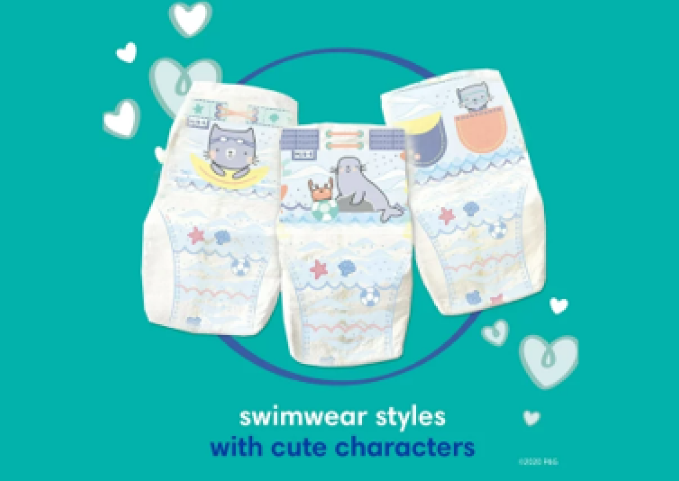 L’image montre les différents styles de maillots de bain avec de jolis personnages