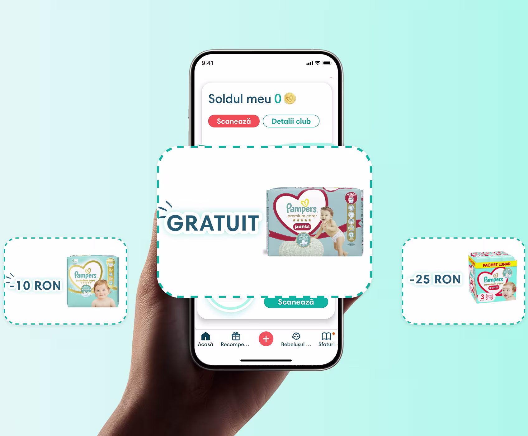 Aplicația Pampers Club și recompense.