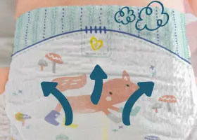 Slika koja naglašava prozračnost pelena Pampers Premium Care