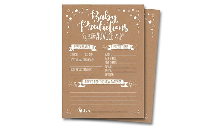 50 Rustic Baby Shower Prediction and Advice Cards