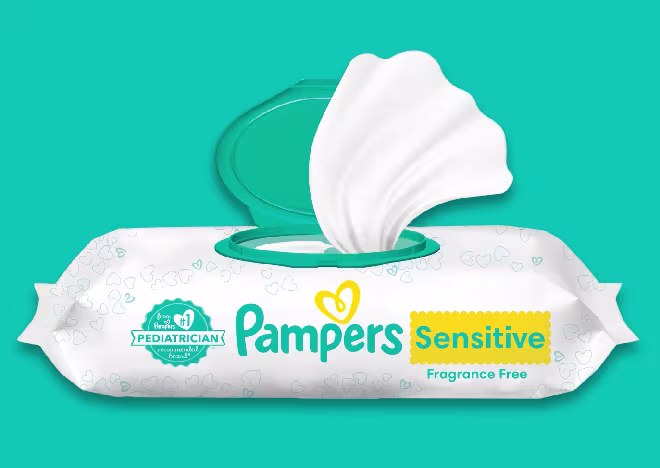 Les lingettes Pampers Sensitive sont testées en clinique pour les peaux sensibles