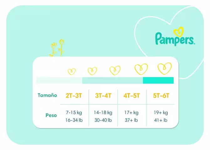 Pampers Tabla de pañales por etapas