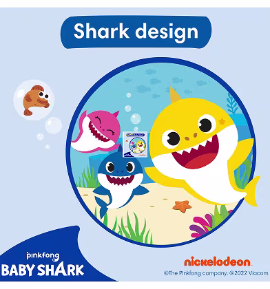 Um gráfico com o título 'Design do Baby Shark' na parte superior.