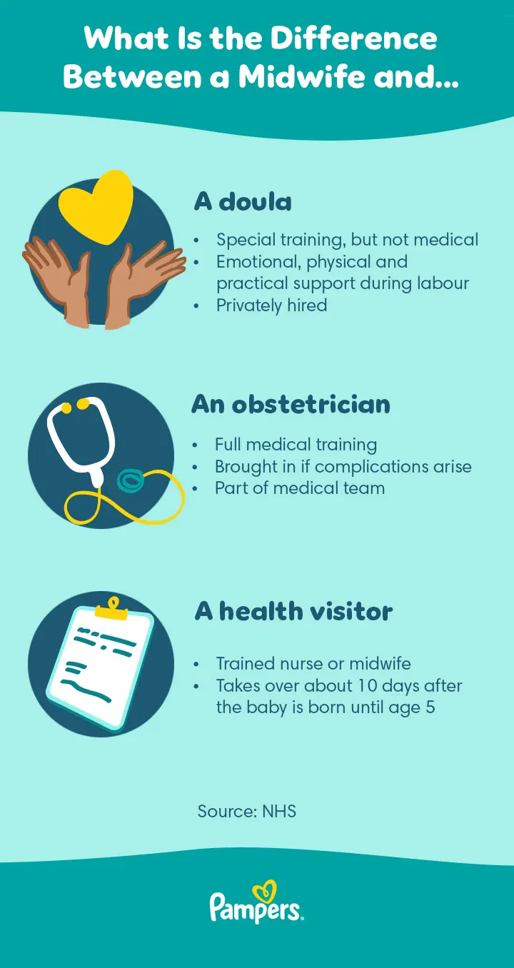 What is the difference between a midwife, doula, obstetrician and a health visitor?