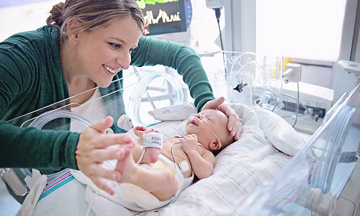 Premature baby in incubator