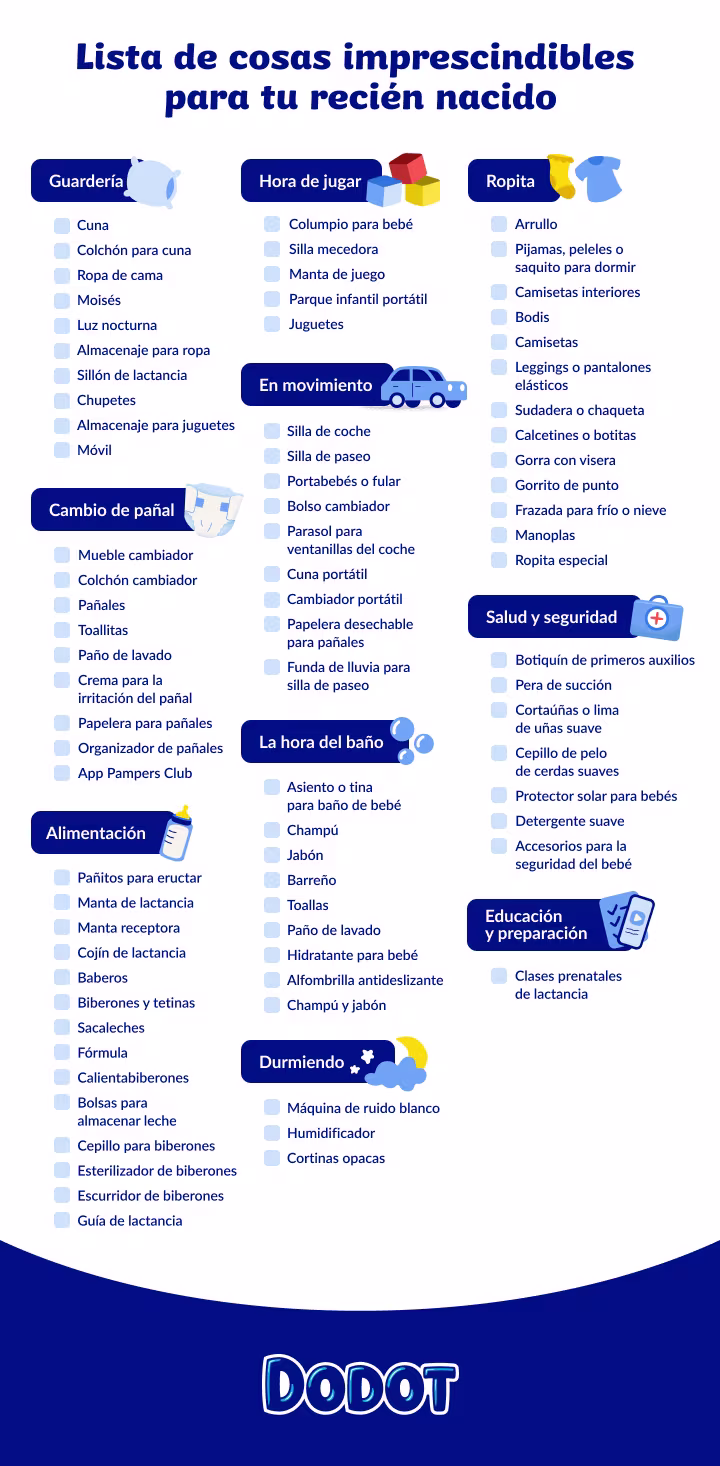 Lista de cosas necesarias para el recién nacido
