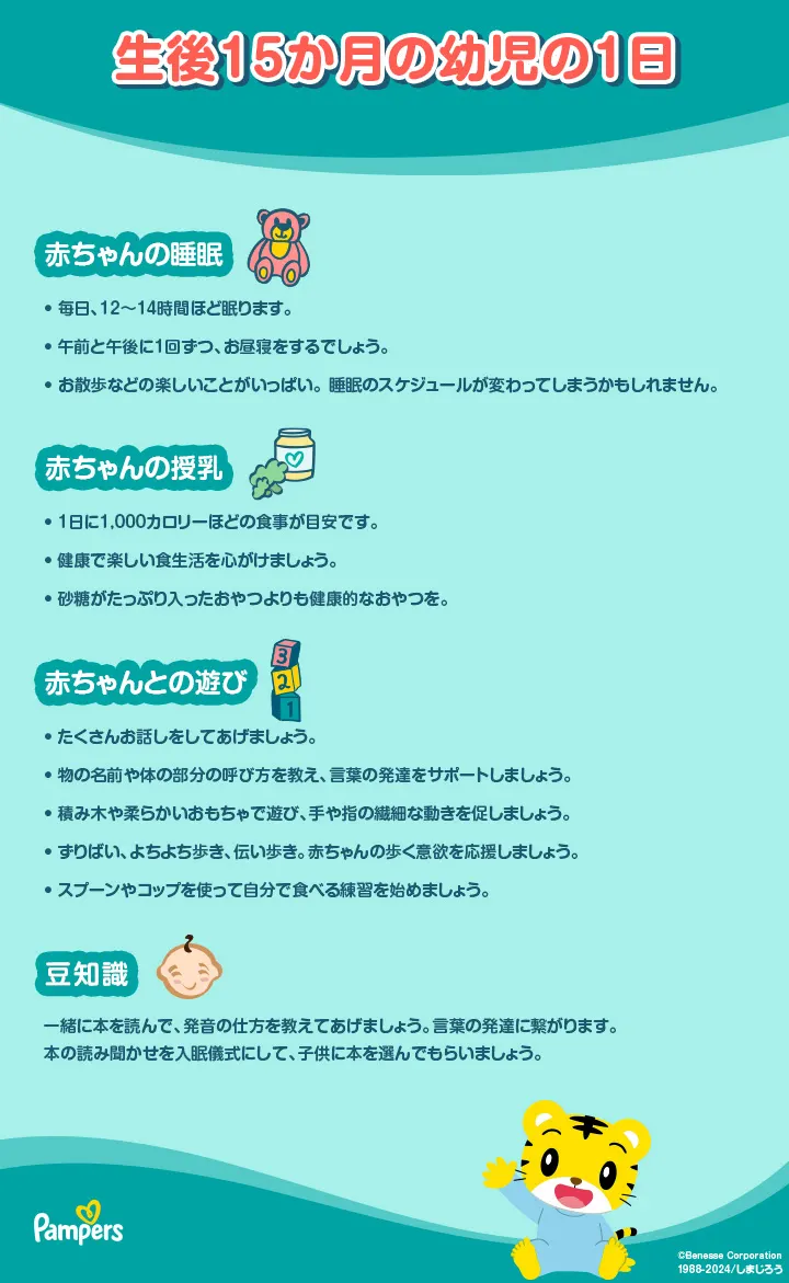 生後15ヶ月の幼児の1日のスケジュール 生後15ヶ月の幼児の1日のスケジュール