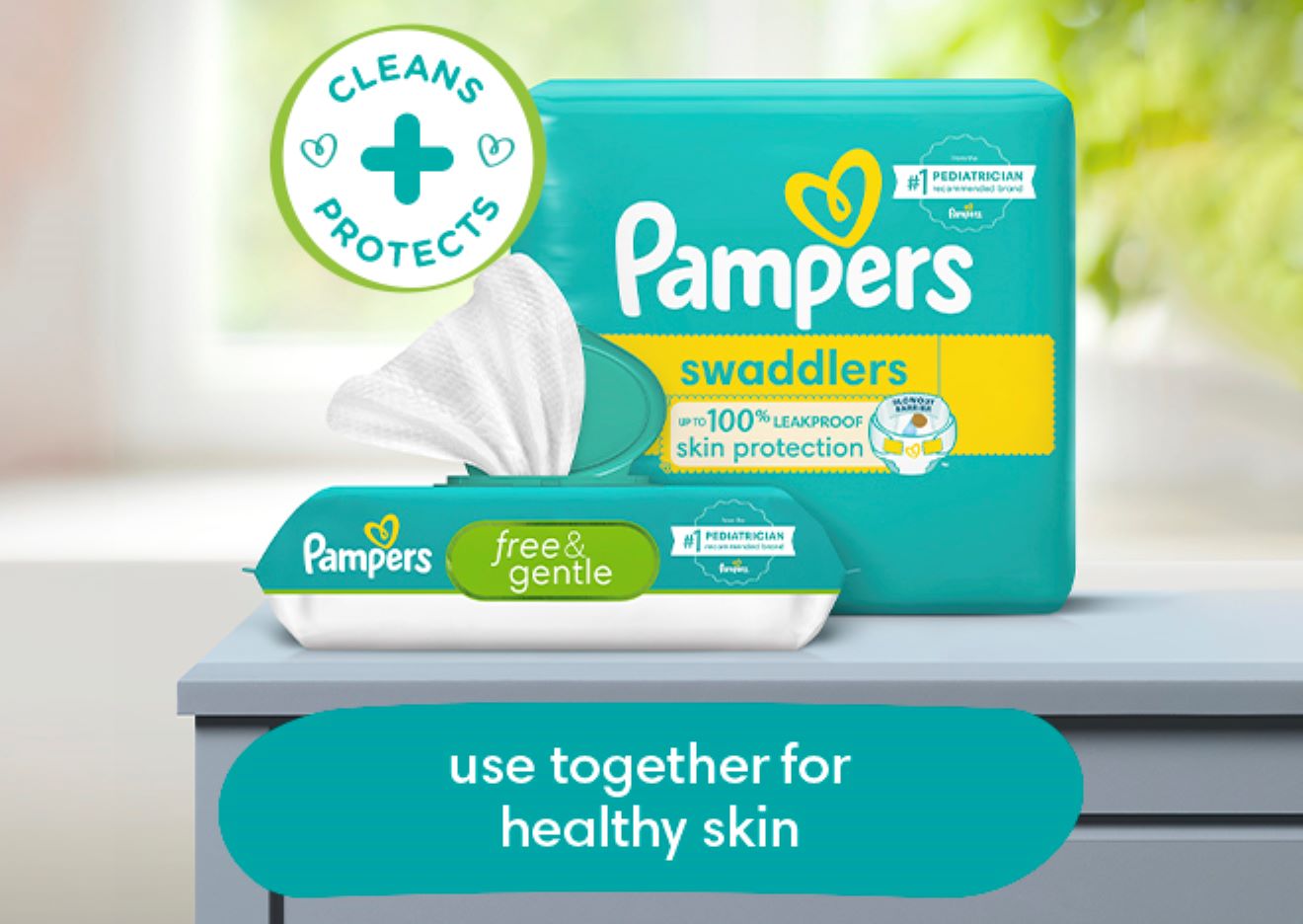 Use with Pampers Swaddlers diapers for healthy skin