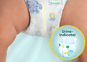 Pijl toont de urine-indicator aan op luier